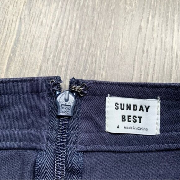 Sunday Best Aritzia Whitney Mini Skirt Ruffle Draped A-line Navy Blue Size 4 - Picture 9 of 12